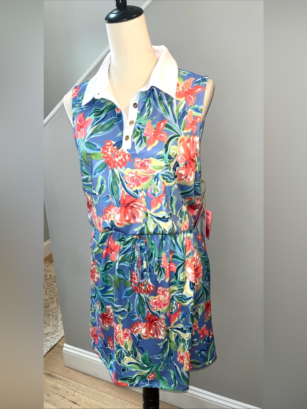 NWT STELLA PARKER SPORT Dress Vacation Floral Shift UPF 50+ Sun Protect MEDIUM